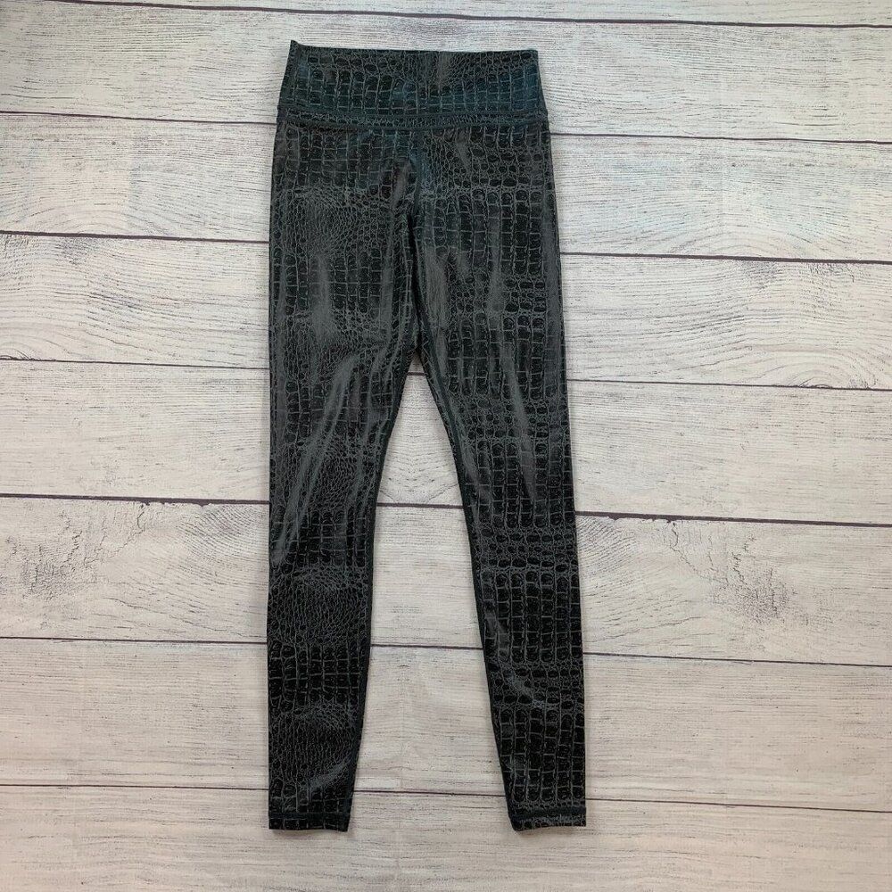 Zyia Active Leggings sz 6 - 8 High Rise Black Snakeskin‎ Print 28.5" Inseam
